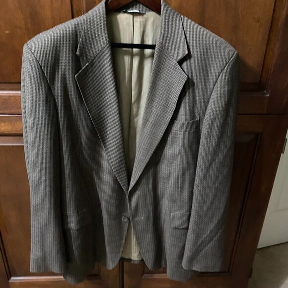 Haggar Black Label Mens Wool Blazer Jacket Size 44L Checkered Pattern - Picture 1 of 10